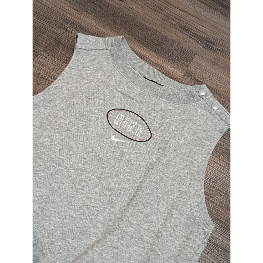 Nike Womens Heather Gray Sleeveless Athletic Romper Jumpsuit Snap Shoulder Small - Picture 5 of 6